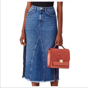 Free People walk midi side slit denim skirt
